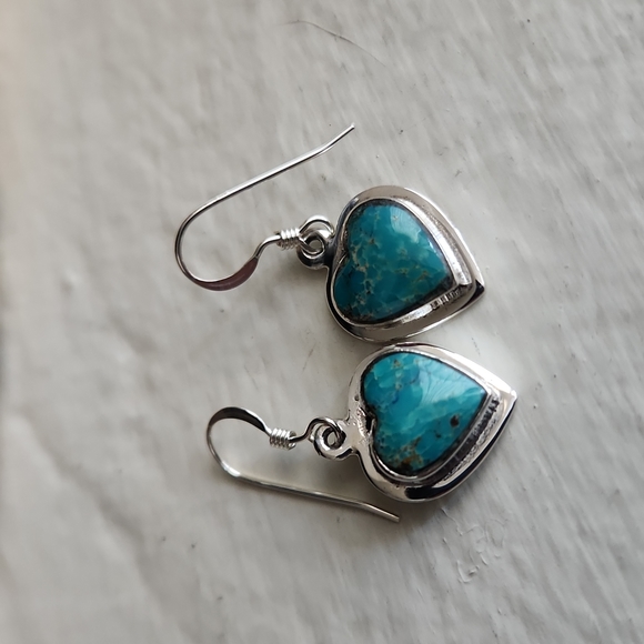NWOT Native American Navajo Kingman Turquoise & Sterling Earrings 💙 - Picture 7 of 9